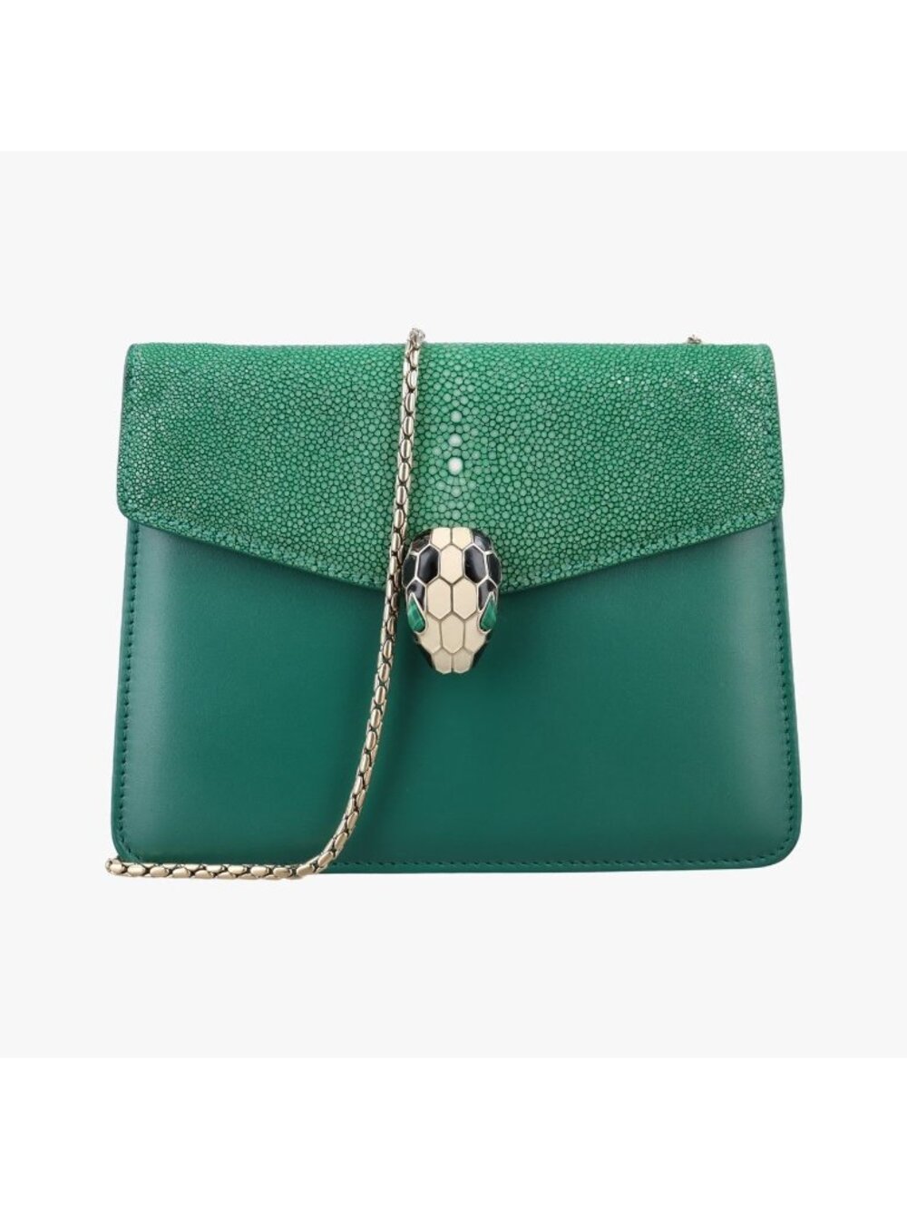 Bvlgari Serpenti Green Garusha Skin Leather EK Shoulder Bag